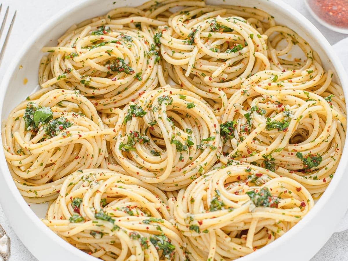 Knoblauch-Öl-Pasta Aglio Olio