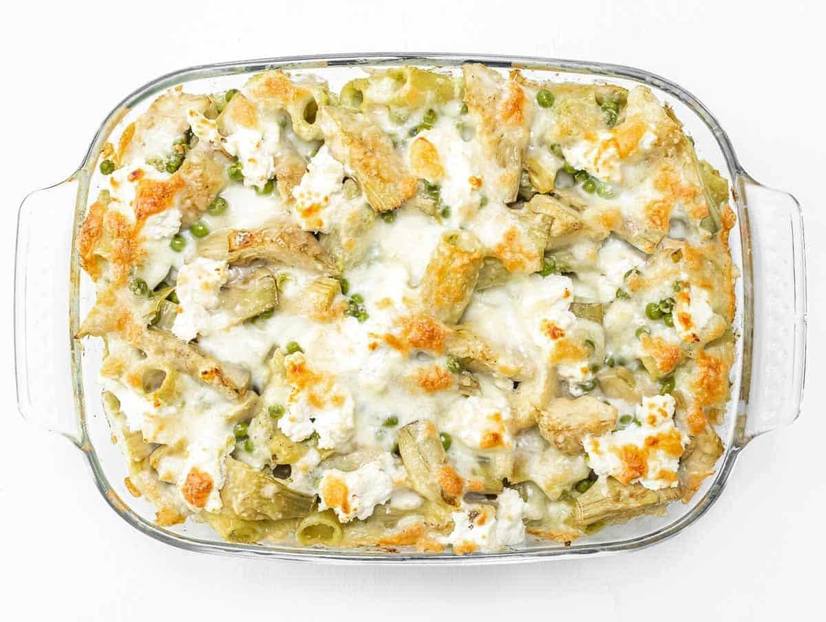 Artischocken Pasta nach dem Backen