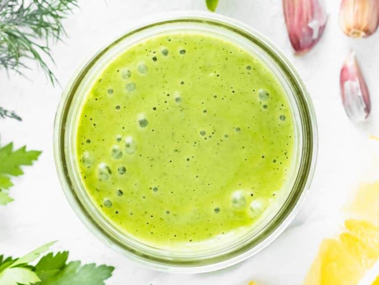 Grünes Göttinnen Dressing im Einmachglas