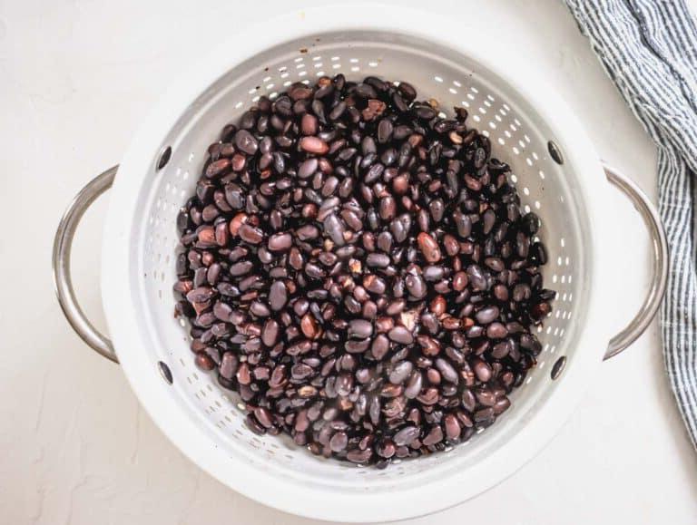 drained black beans after cooking