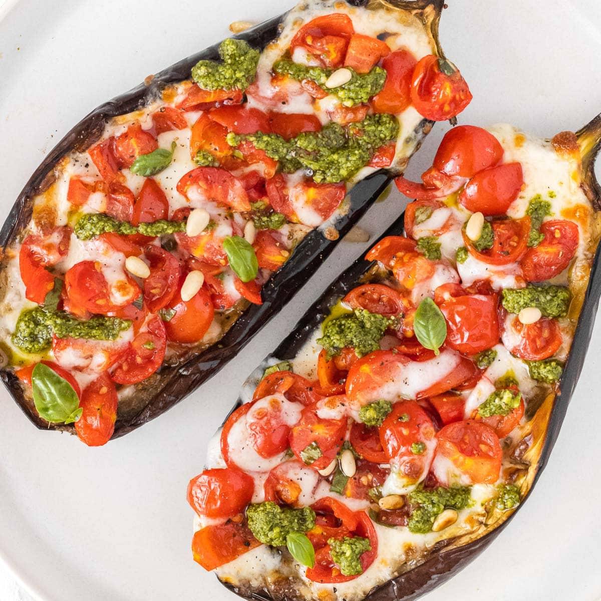 Gefüllte Aubergine als Vorspeise