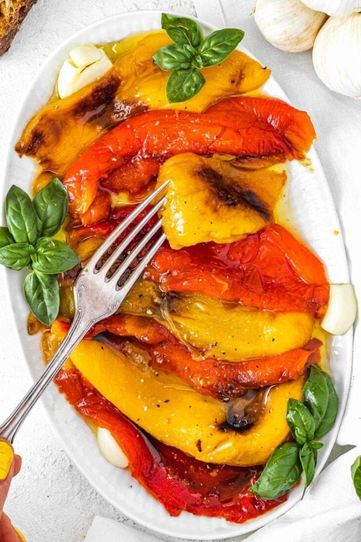 Geröstete Paprika als Antipasto