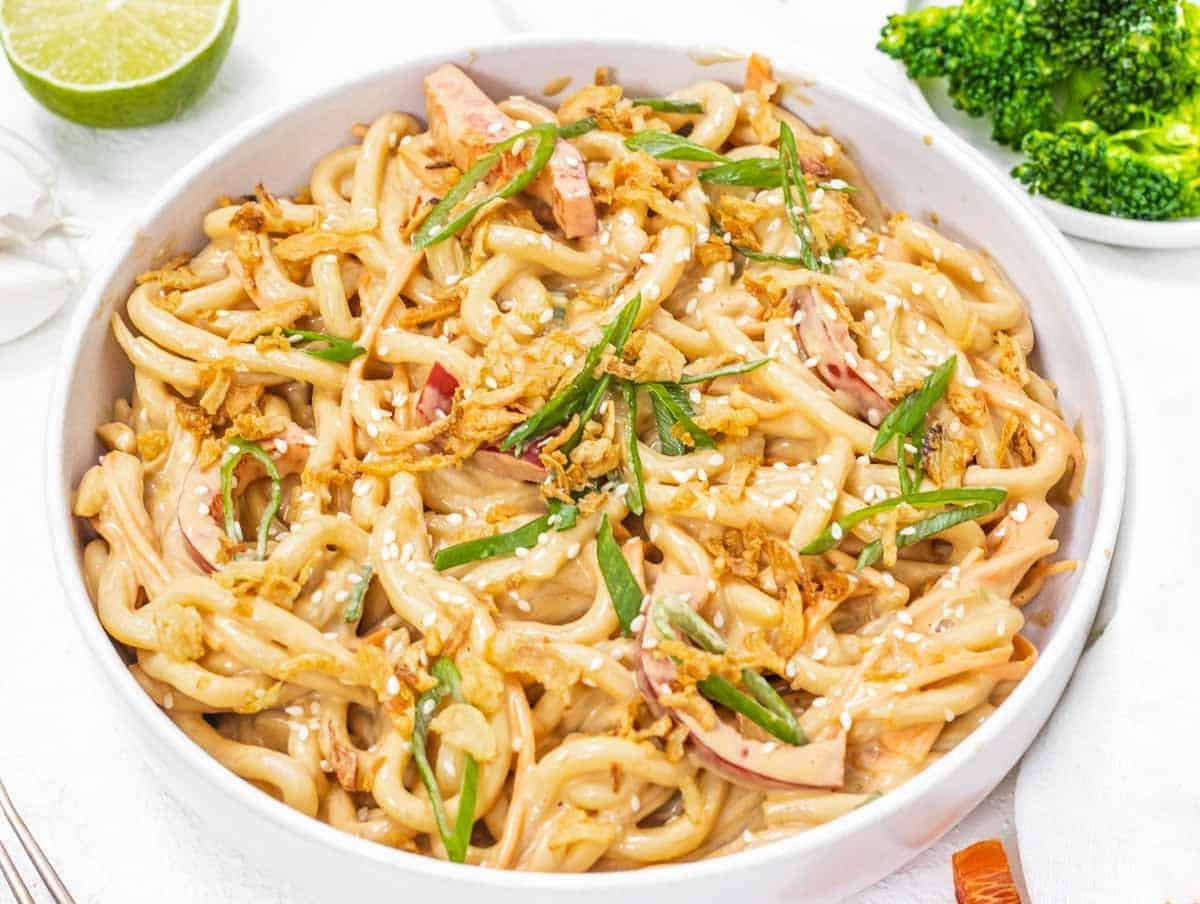 Erdnusssoßenrezept 3 Peanut noodles with scallions