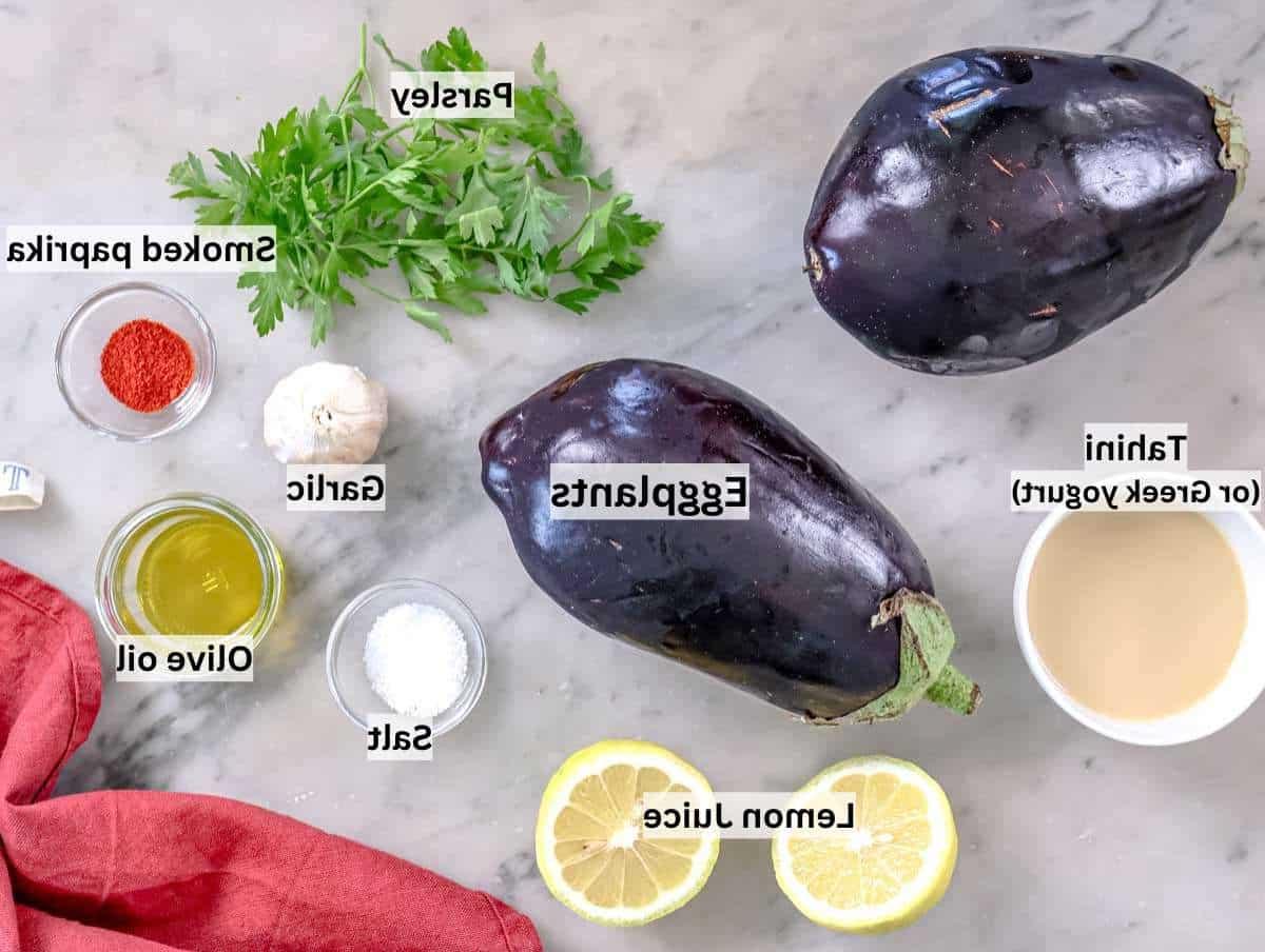 Zutaten für die Zubereitung von Baba Ganoush.