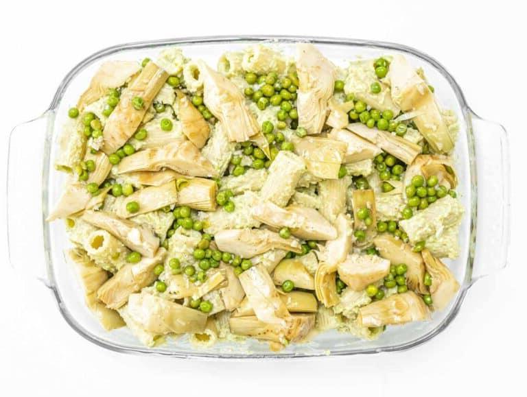Artischocken, Erbsen und Pasta