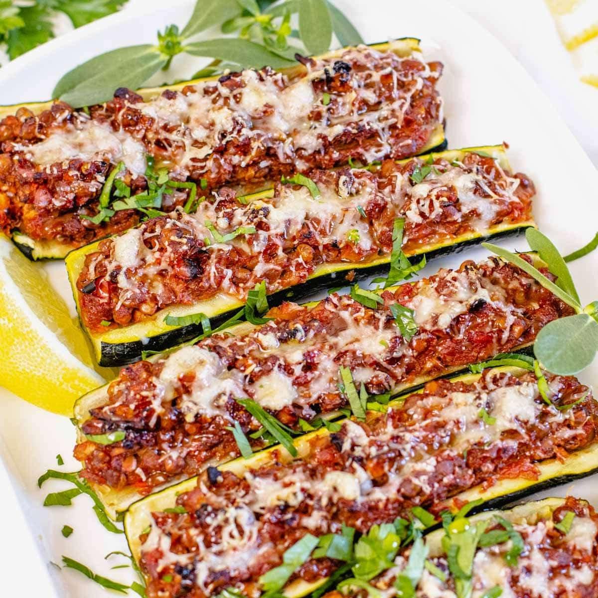 Gefüllte Zucchini Boote