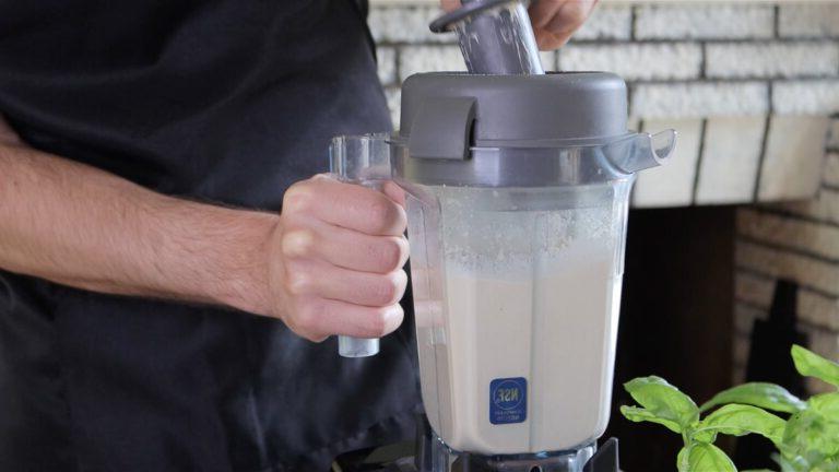 blending the ingredients for the hazelnut cream