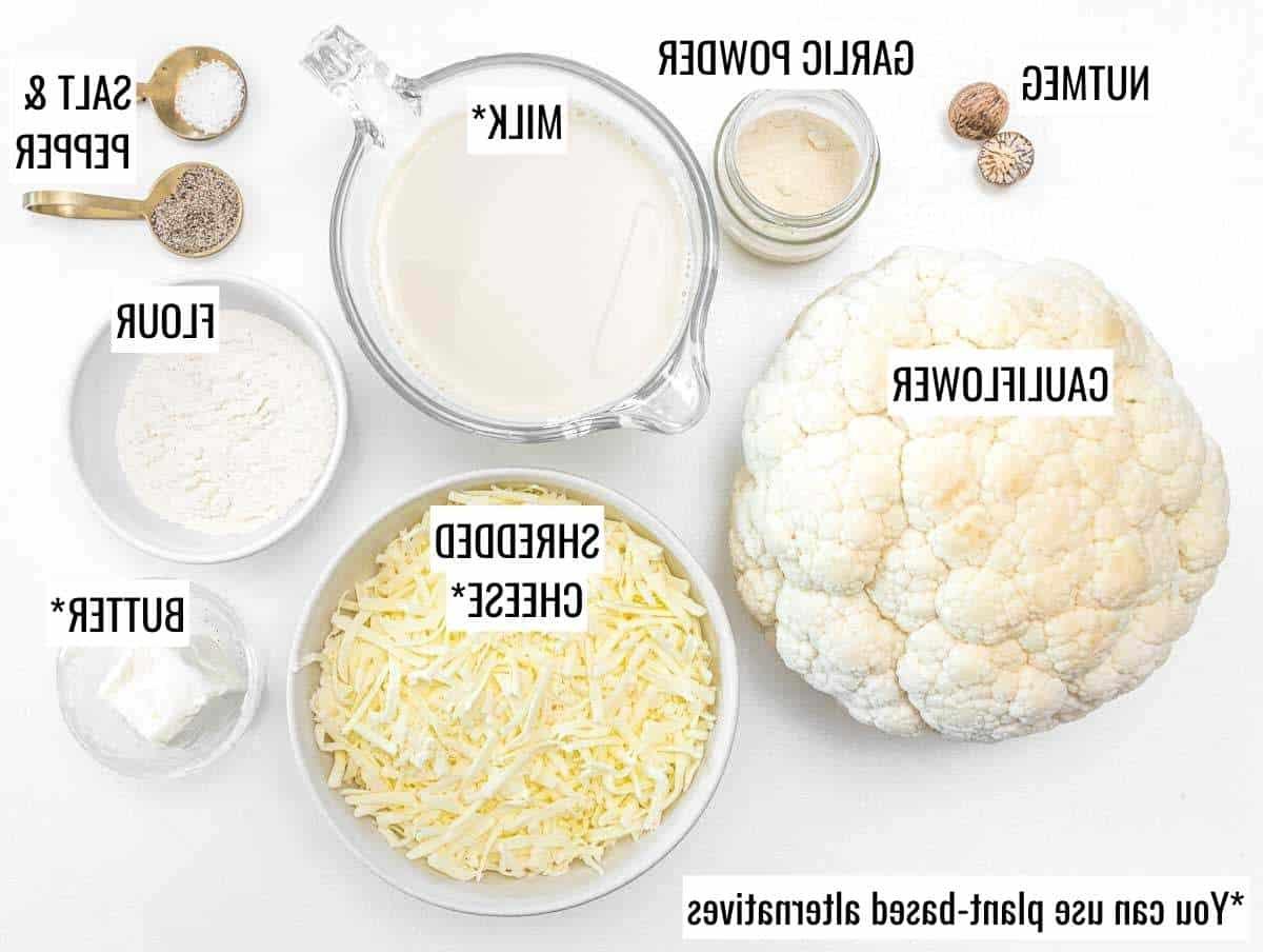 Zutaten für Blumenkohl-Käse-Auflauf