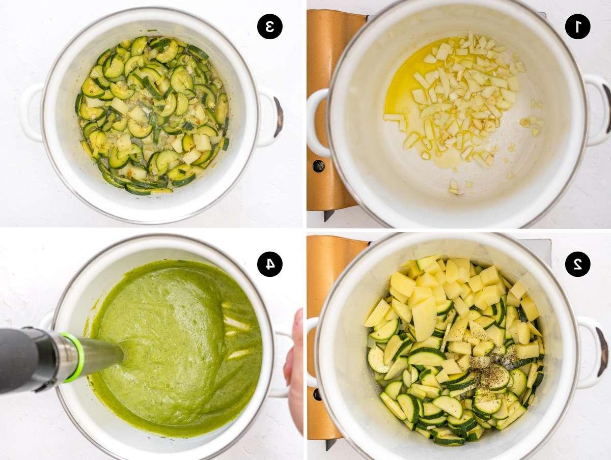 Schritt-für-Schritt-Bilder für die Zubereitung von Zucchini Suppe
