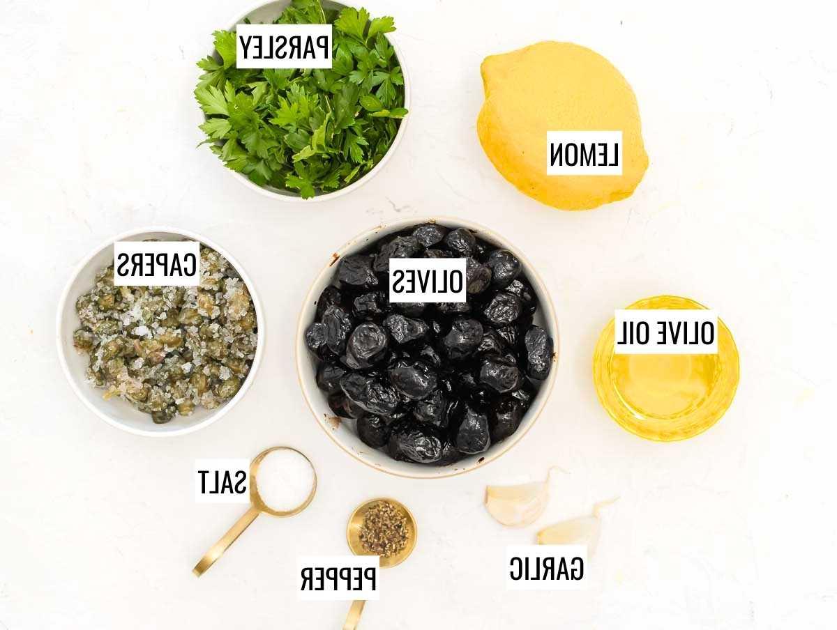 Zutaten für Oliven-Tapenade