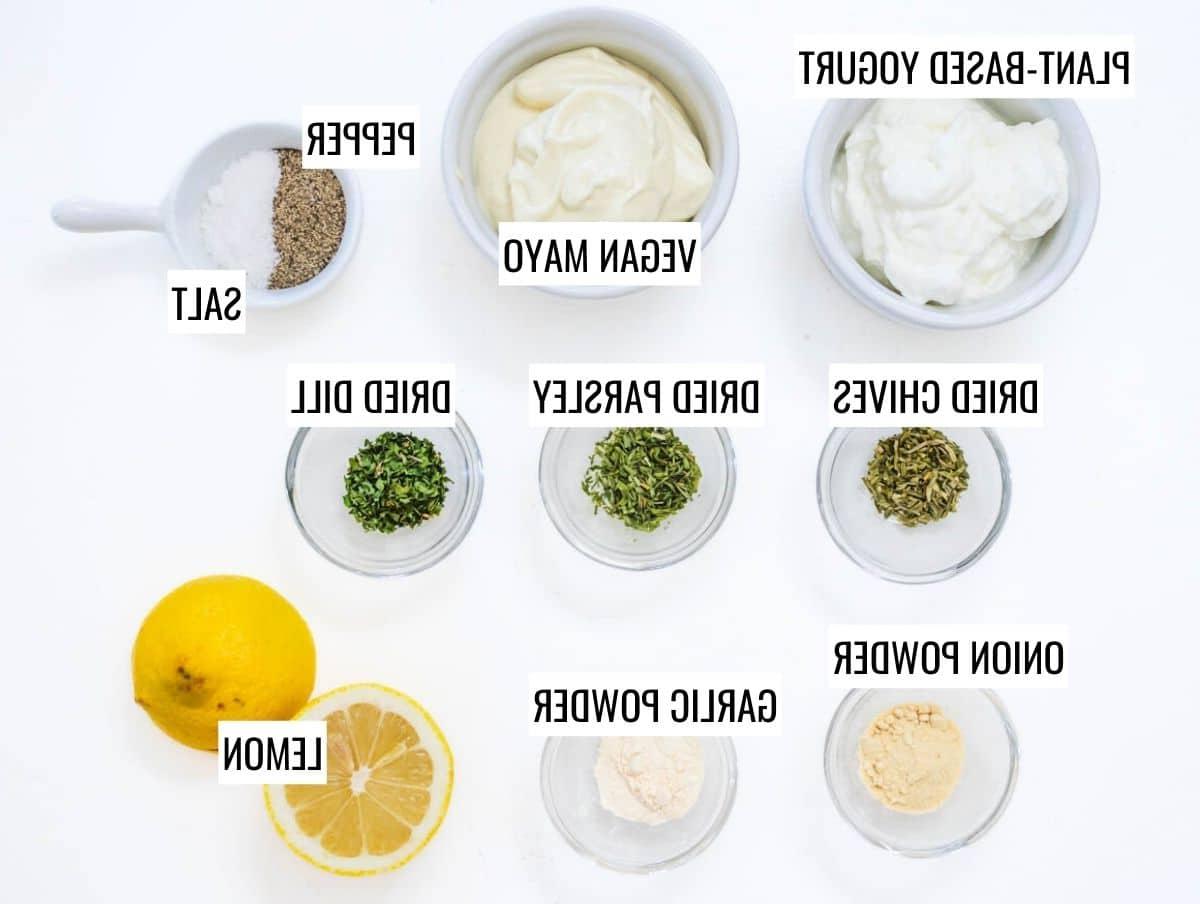Zutaten für veganes Ranch Dressing