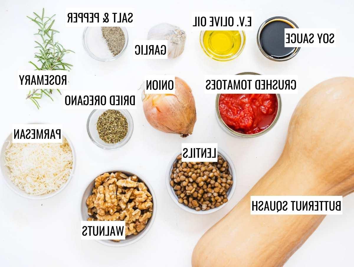 Zutaten für gefüllten Butternut-Kürbis