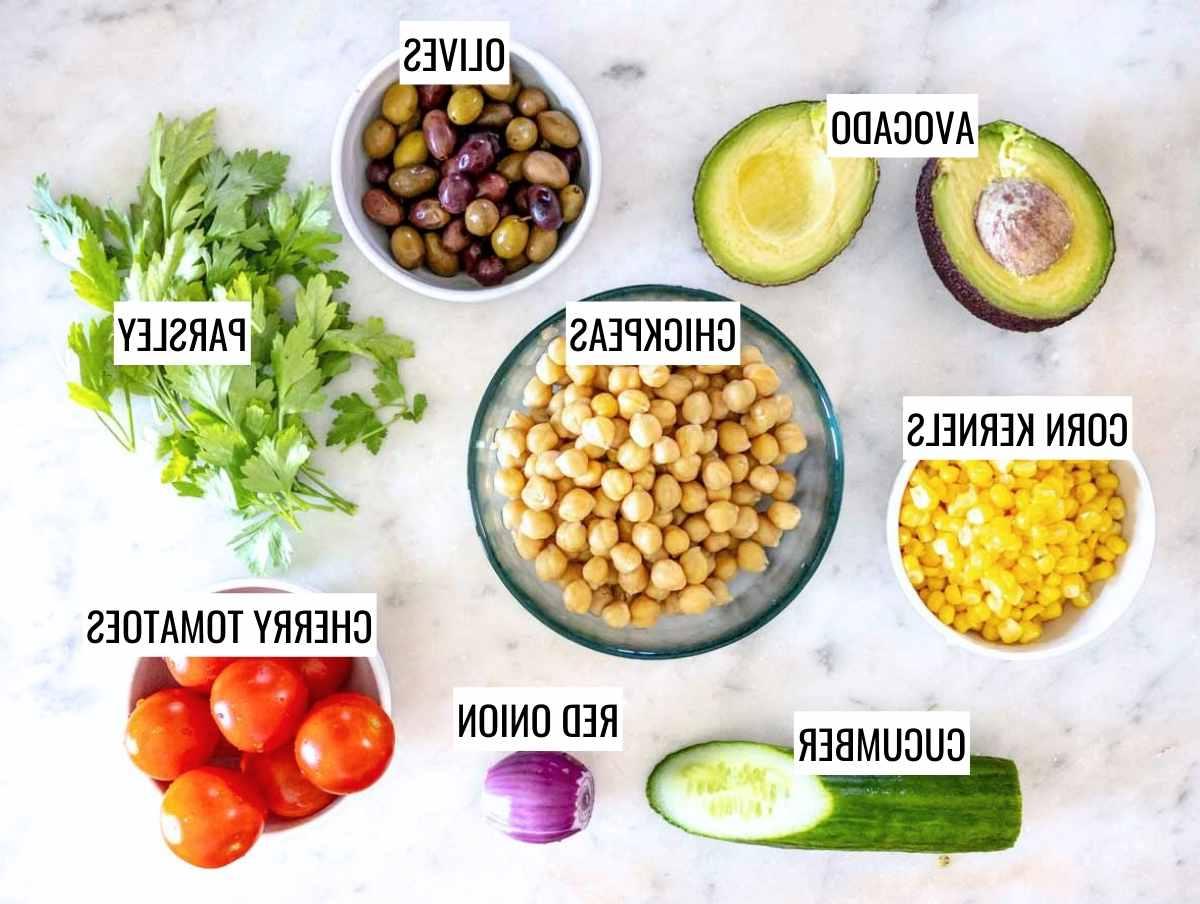 Zutaten für Kichererbsensalat