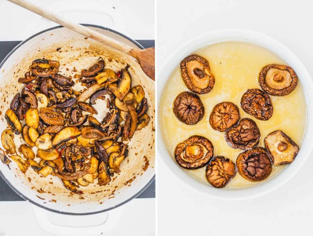 Aromabasis mit getrockneten Pilzen, Knoblauch, Ingwer und Chili.