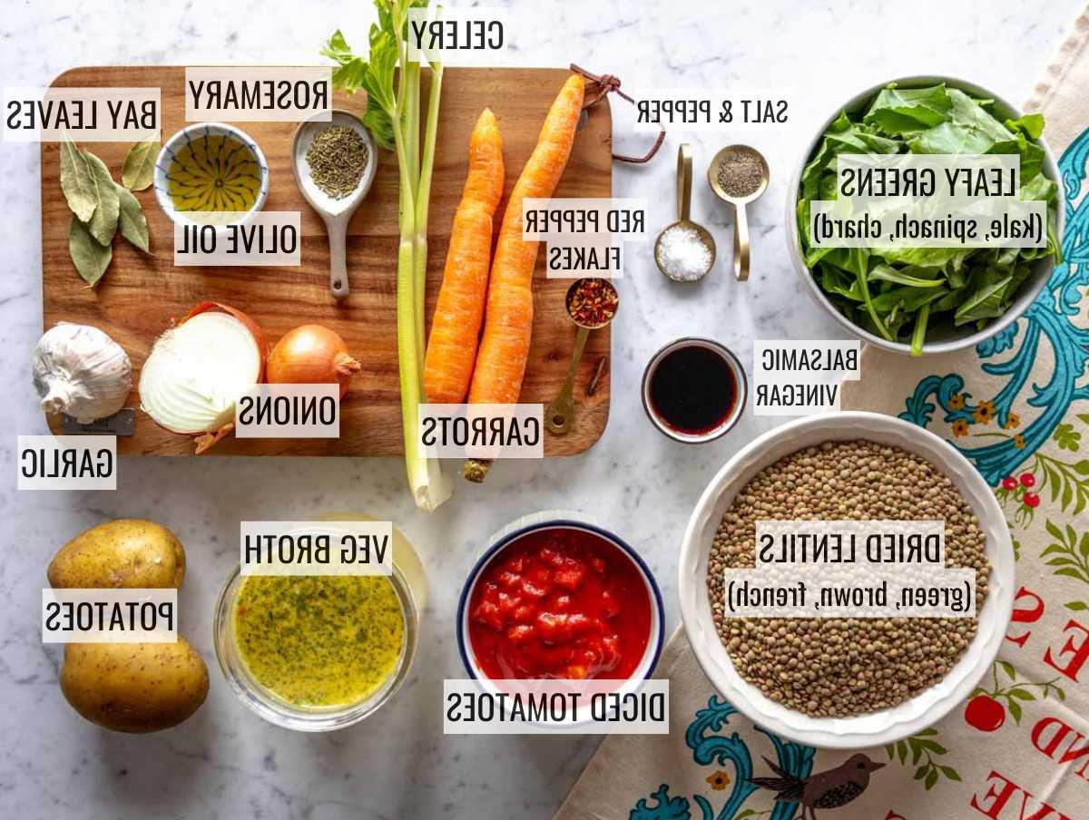 Zutaten für Linsensuppe