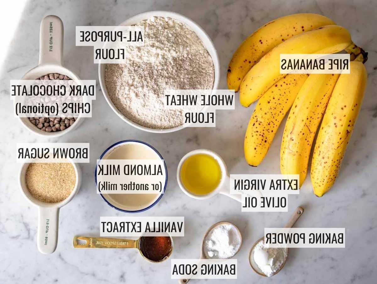 ZUTATEN für gesundes Bananenbrot