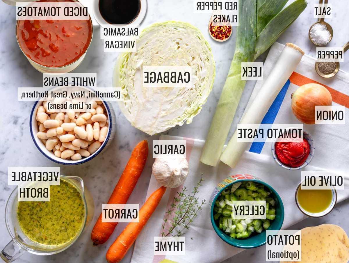 Zutaten für einfache Kohlsuppe