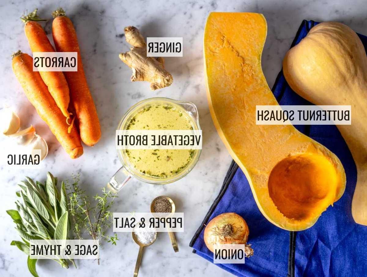 Ingredients for butternut squash soup