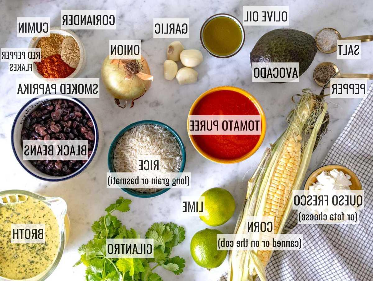 Zutaten für mexikanischen Reis
