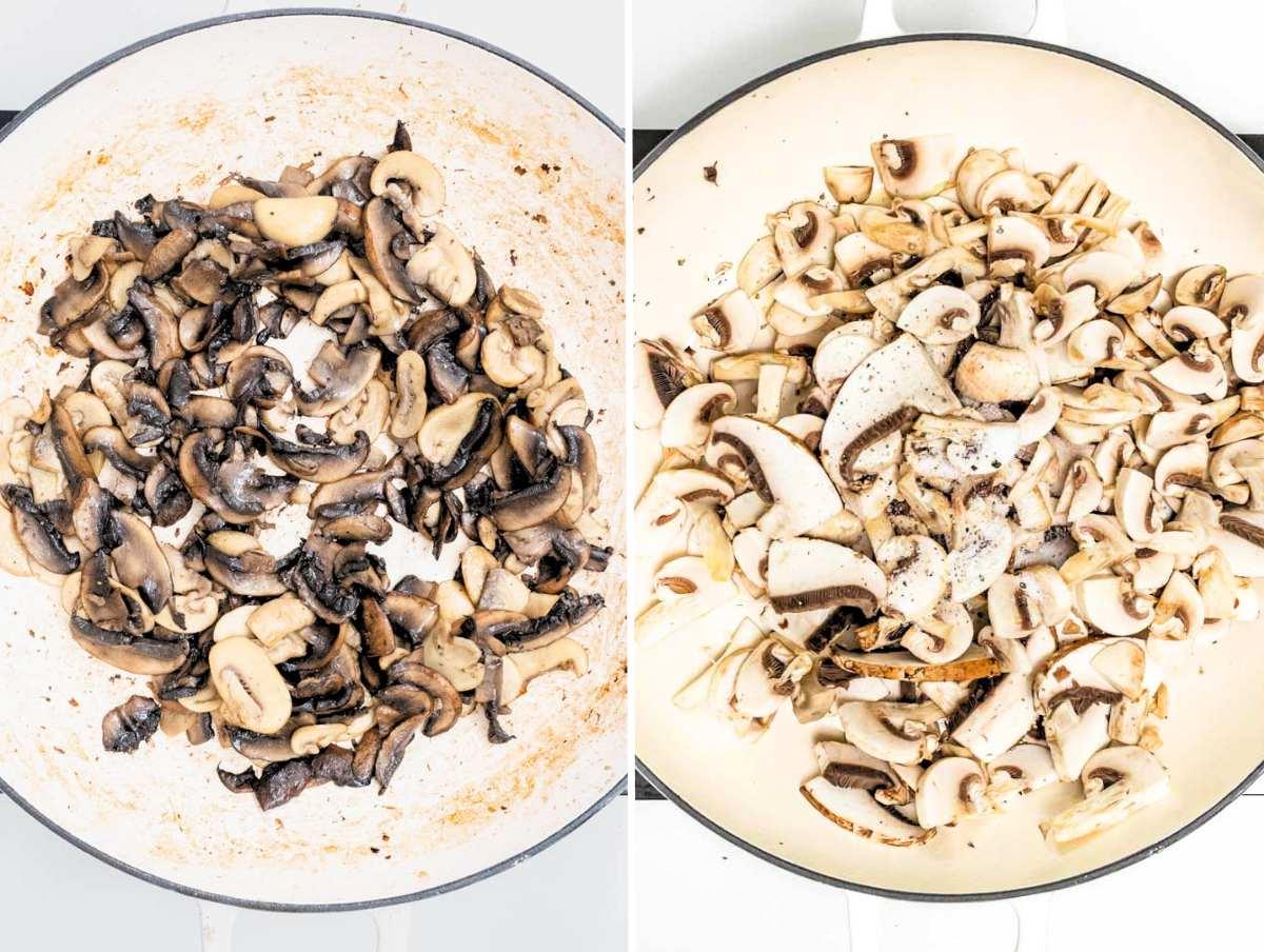 Pilz-Alfredo 7 cooking the mushrooms for mushroom Alfredo.