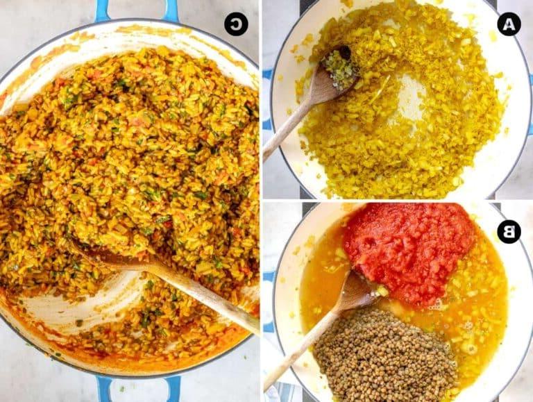 Schritt 1: So wird die Füllung in einer Pfanne gekocht.