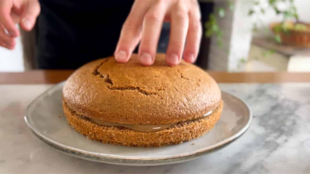 vegan coffee cake filled with custard