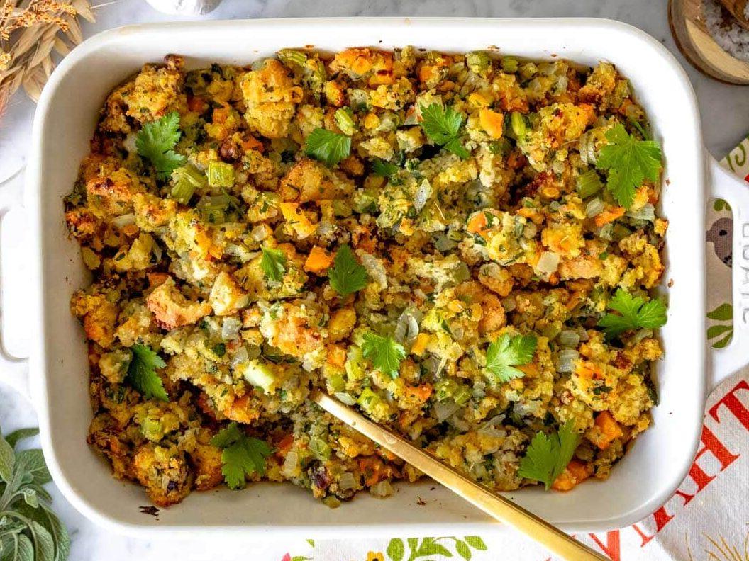 Cornbread Stuffing nach dem Backen