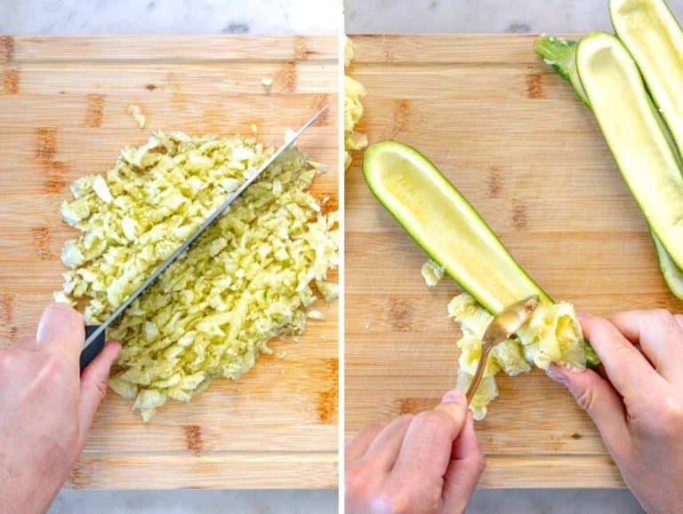 Anleitung zum Aushöhlen von Zucchinibooten